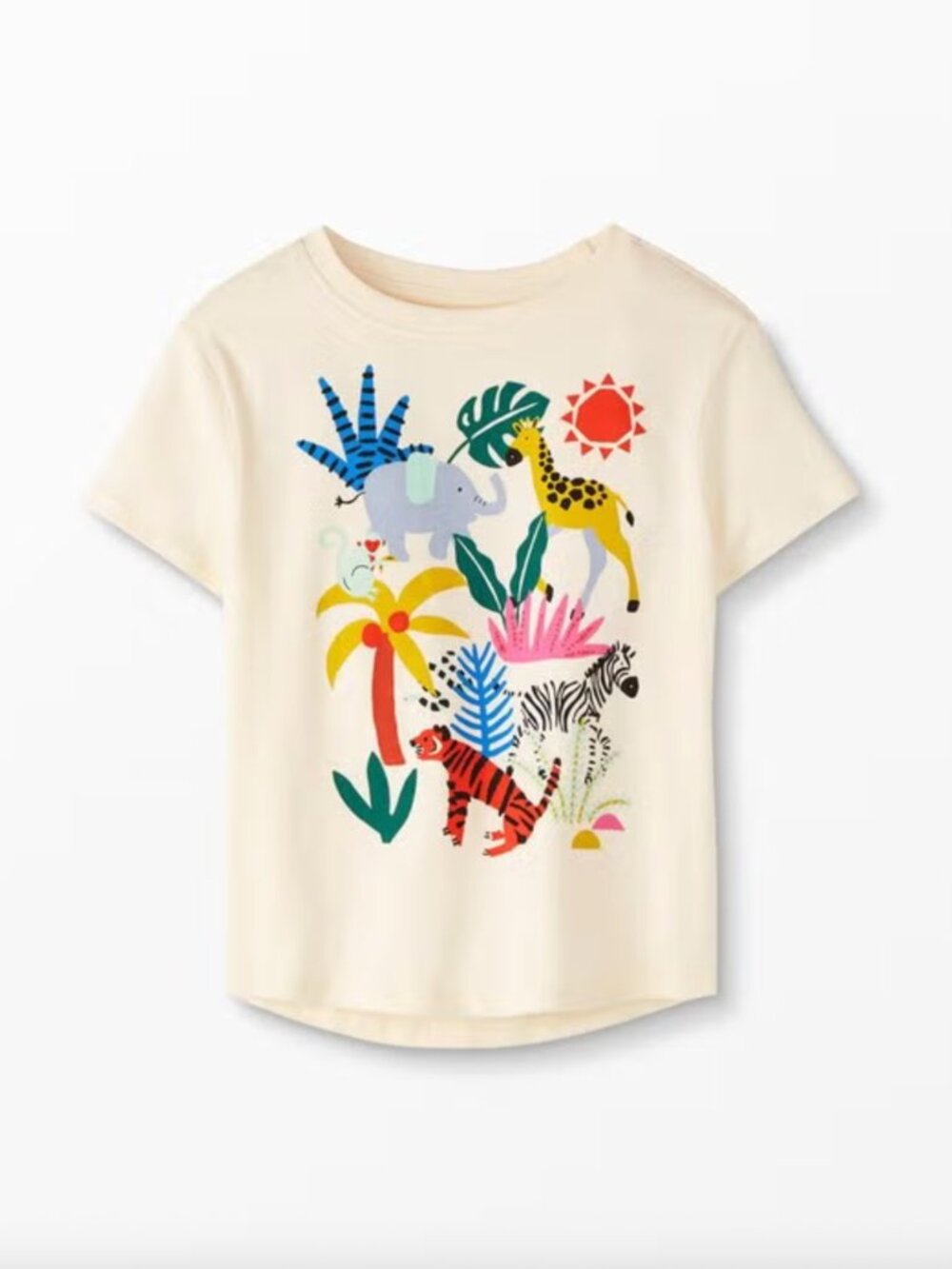 Hanna Andersson Colorful Multi Jungle Animals Graphic Tee Cotton - Size 10 140